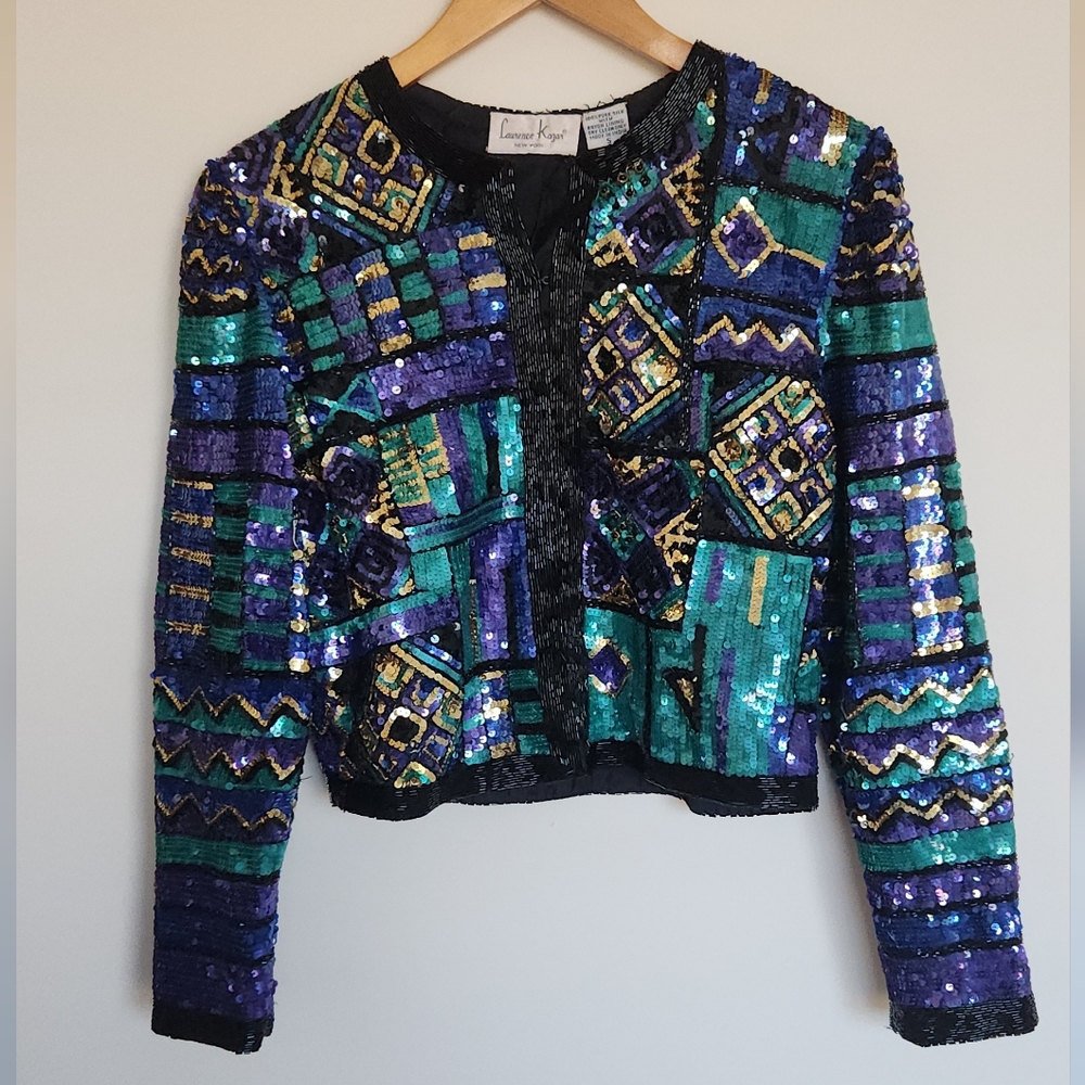 Laurence Kazar Mardi Gras Silk Sequin Jacket